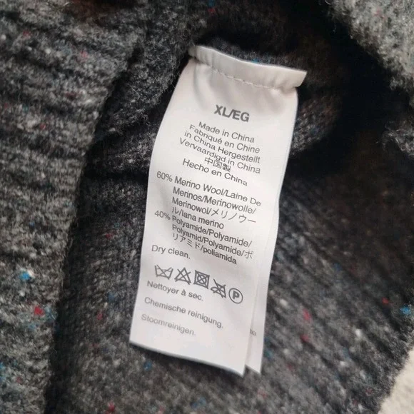 J.Crew Shawl Collar Merino Wool Gray Speckled Sweater Mens XL Rugged Fall - Picture 7 of 11
